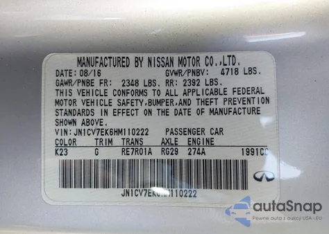 2017 Infiniti Q60 Premium from USA, damaged, VIN JN1CV7EK6HM110222